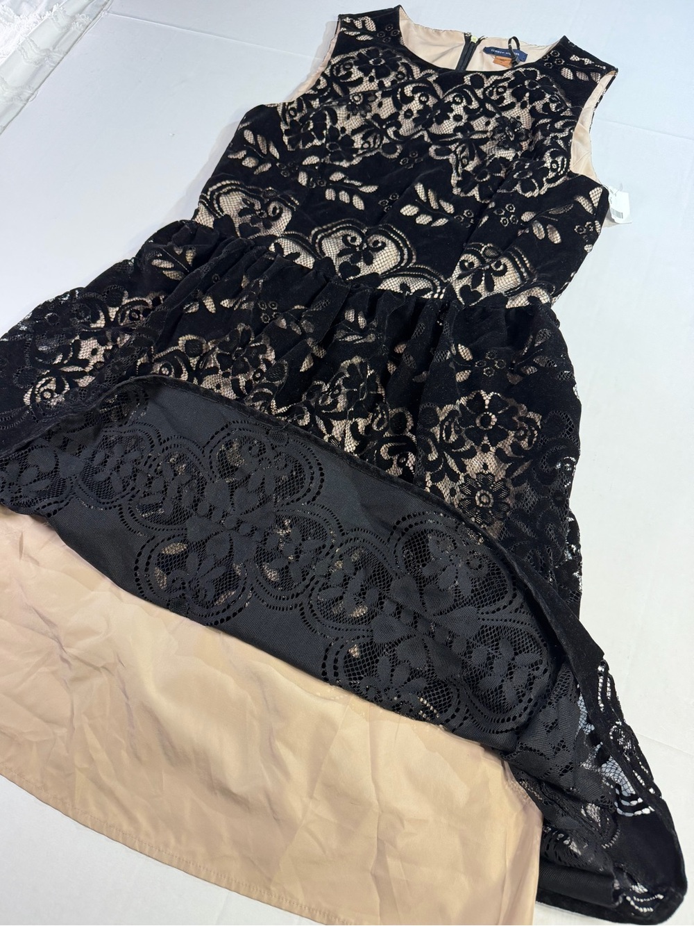 Tommy Hilfiger Black Lace Overlay Dress with Nude Underlay - Picture 5 of 15